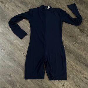 Long sleeve romper in dark blue